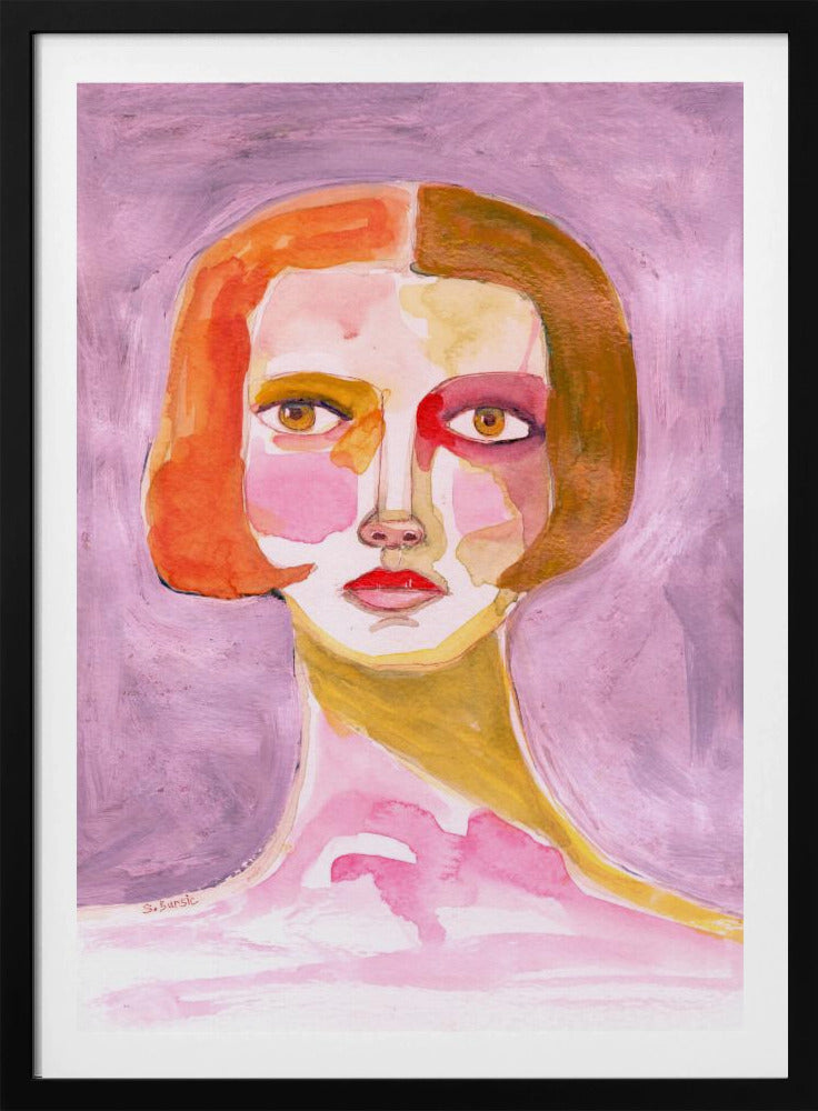 Dame met bobkapsel Mauve Lila | Poster