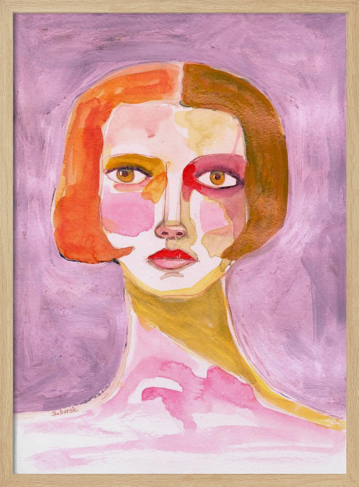 Dame met bobkapsel Mauve Lila | Poster