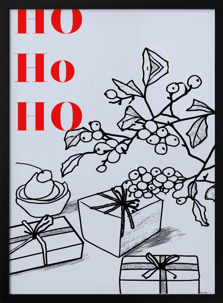 Bogen en kerstballen: Ho Ho Ho Kerstmis | Poster