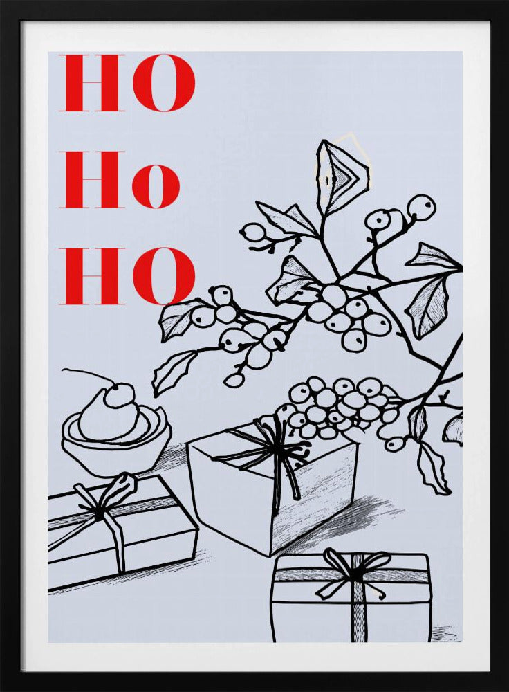 Bogen en kerstballen: Ho Ho Ho Kerstmis | Poster