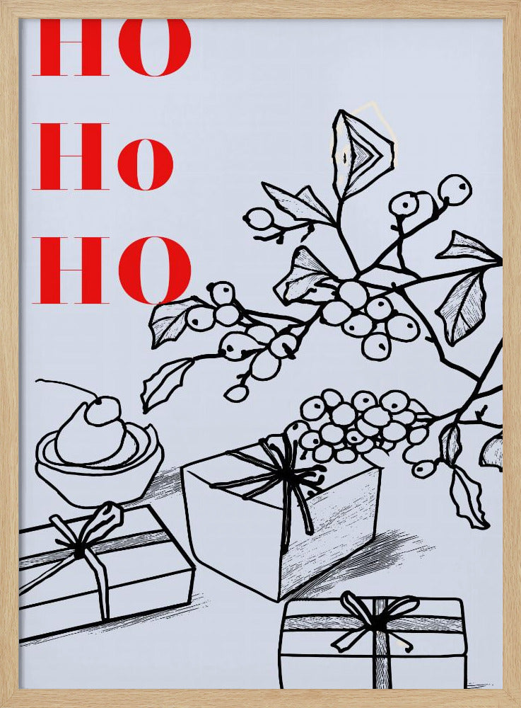 Bogen en kerstballen: Ho Ho Ho Kerstmis | Poster