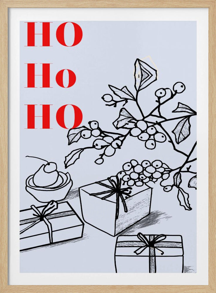 Bogen en kerstballen: Ho Ho Ho Kerstmis | Poster