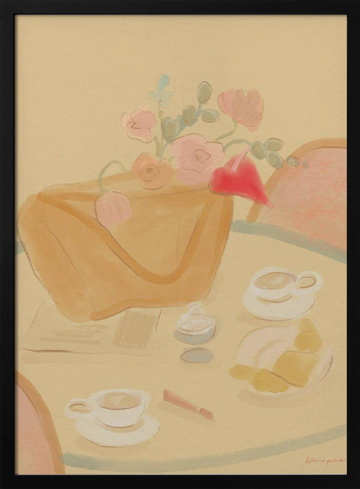 Koffiedate met bloemen | Poster