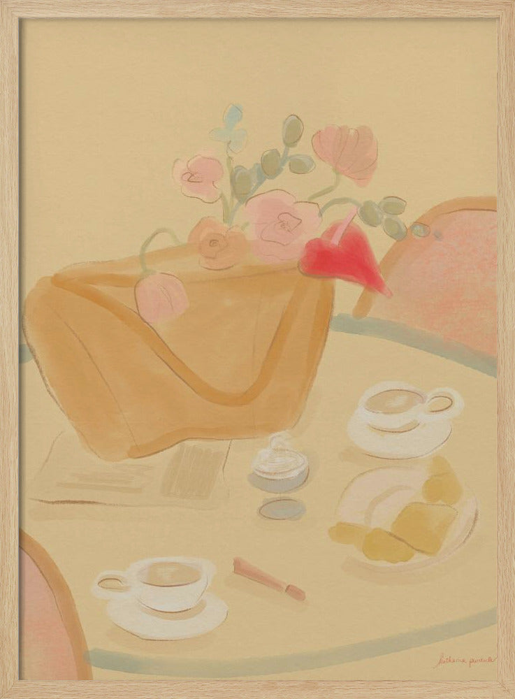 Koffiedate met bloemen | Poster