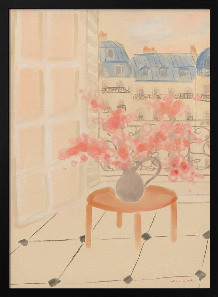 Kersenbloesems in een Parijs appartement | Poster