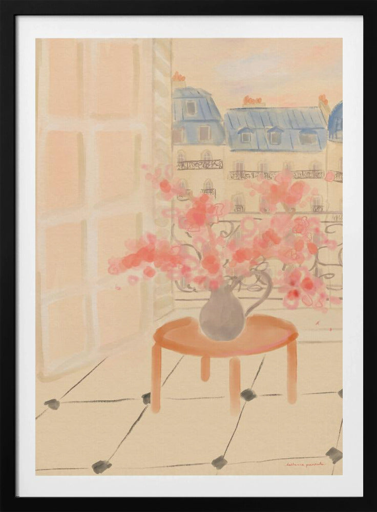 Kersenbloesems in een Parijs appartement | Poster