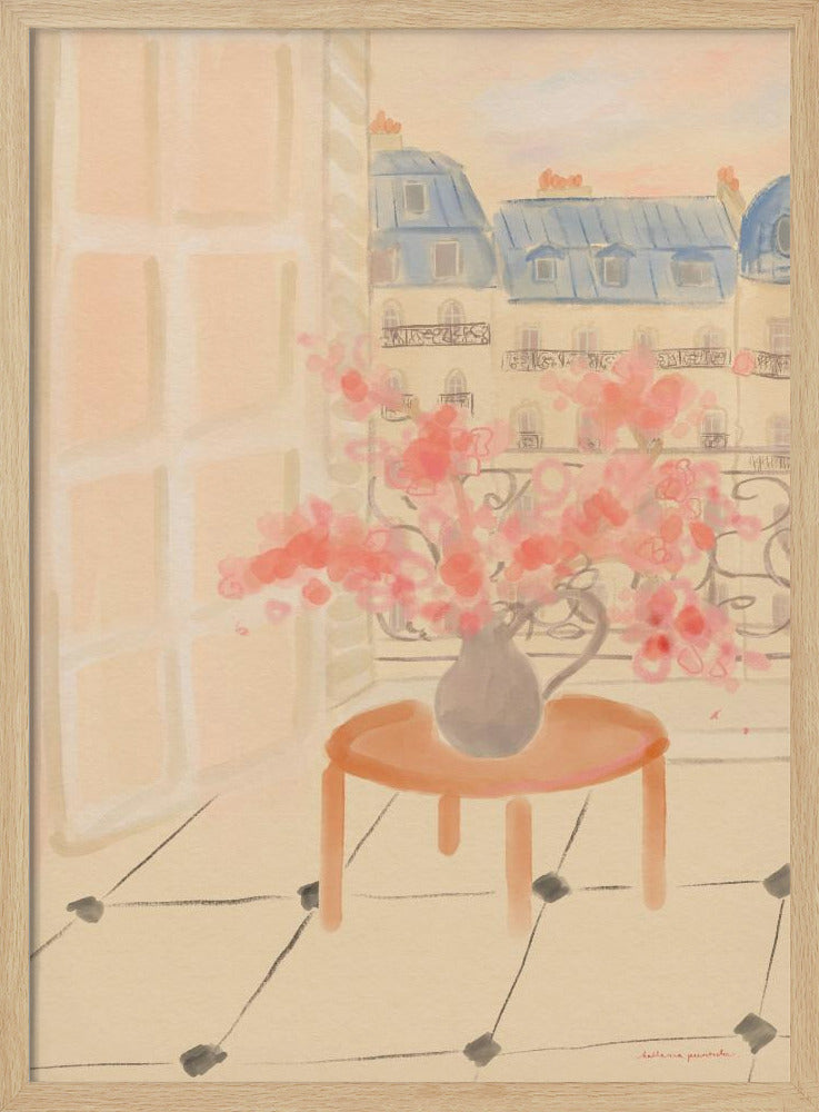 Kersenbloesems in een Parijs appartement | Poster