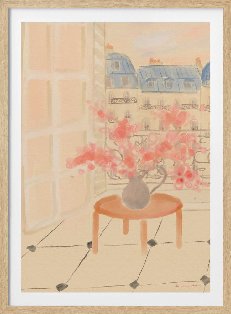Kersenbloesems in een Parijs appartement | Poster