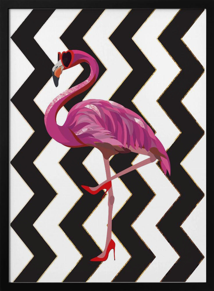 Flamingo hakken Zigzag | Poster