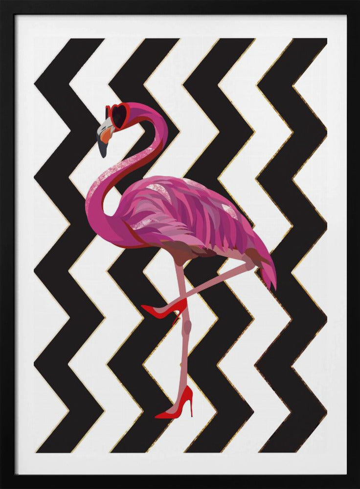 Flamingo hakken Zigzag | Poster
