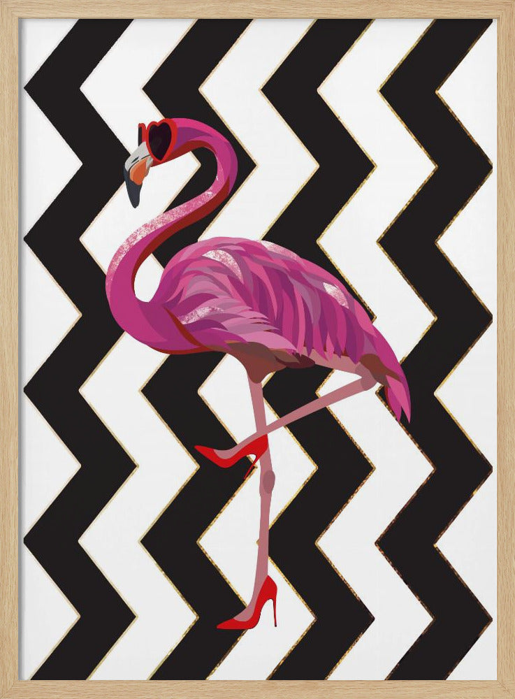 Flamingo hakken Zigzag | Poster