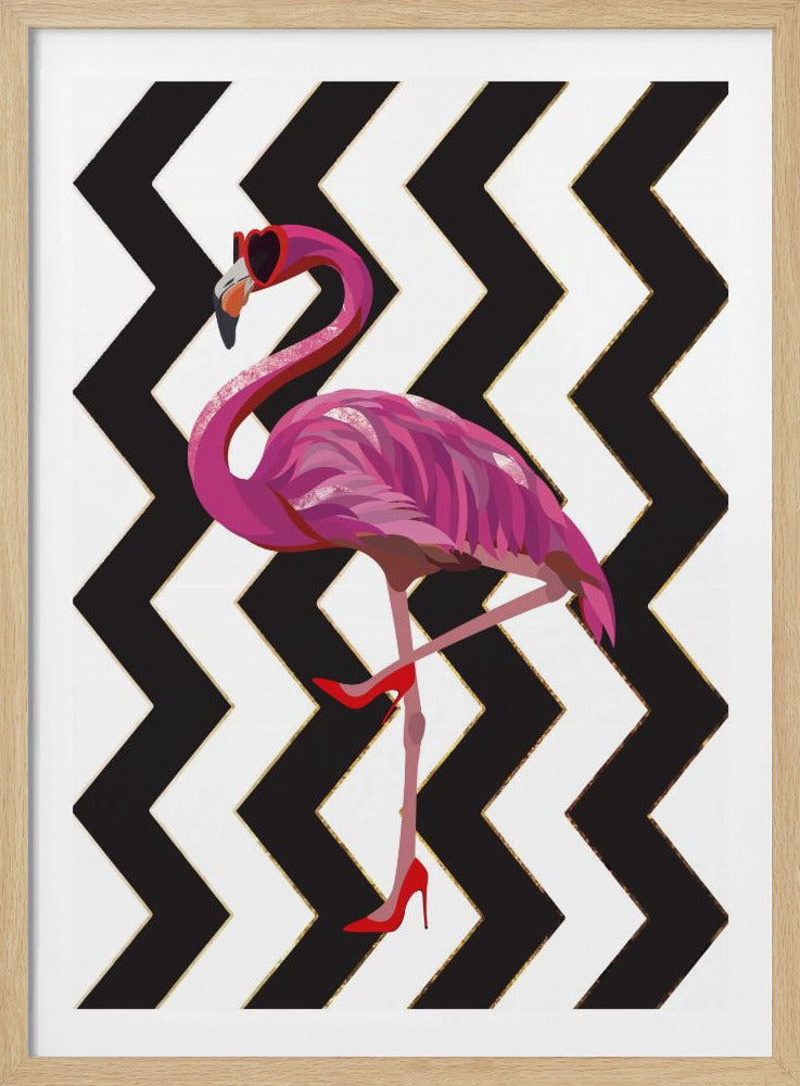 Flamingo hakken Zigzag | Poster