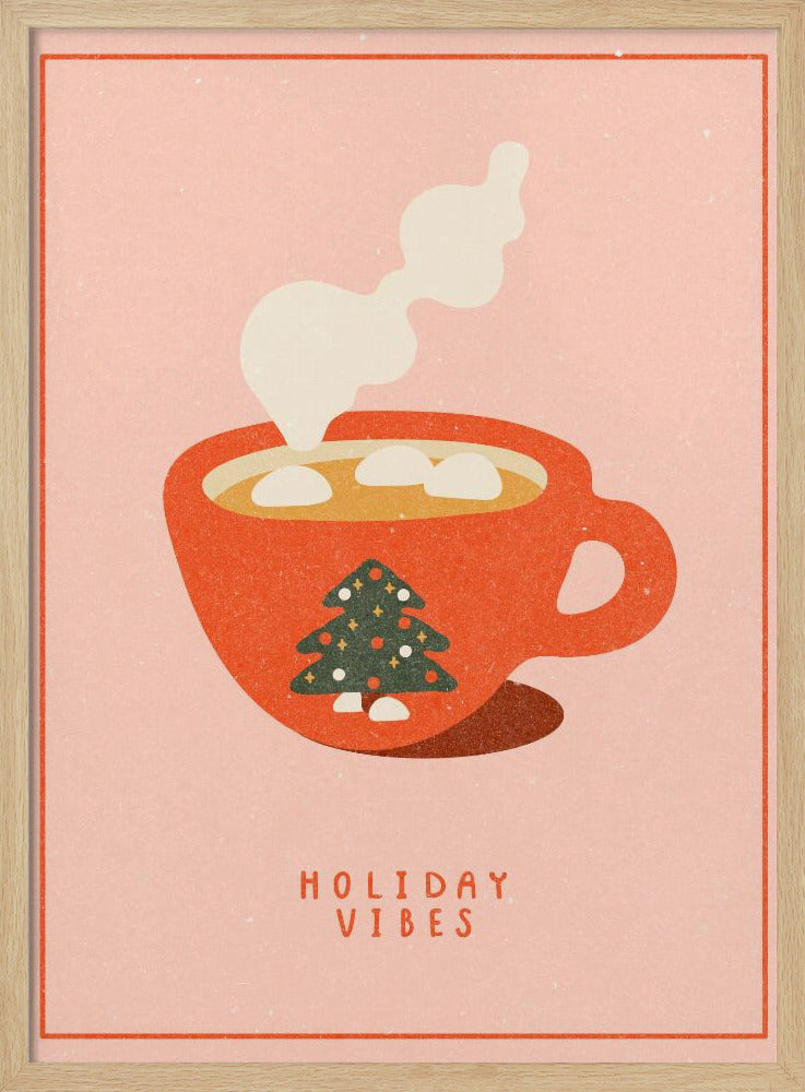 Vakantiegevoel. Een mok warme chocolademelk voor Kerstmis | Poster