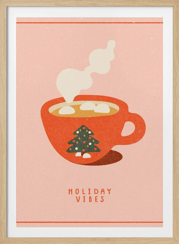 Vakantiegevoel. Een mok warme chocolademelk voor Kerstmis | Poster