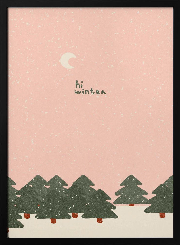 Magische sneeuwval in het bos. Hallo winter | Poster