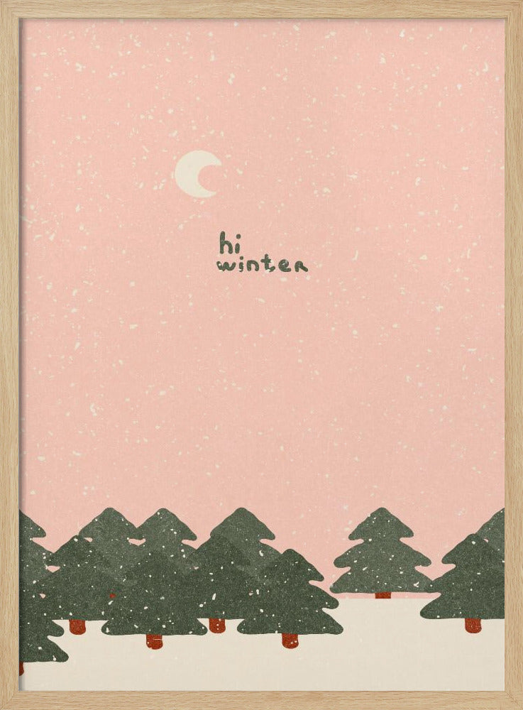 Magische sneeuwval in het bos. Hallo winter | Poster