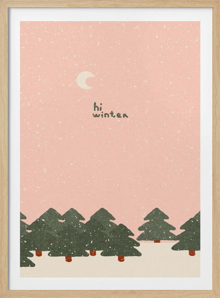 Magische sneeuwval in het bos. Hallo winter | Poster