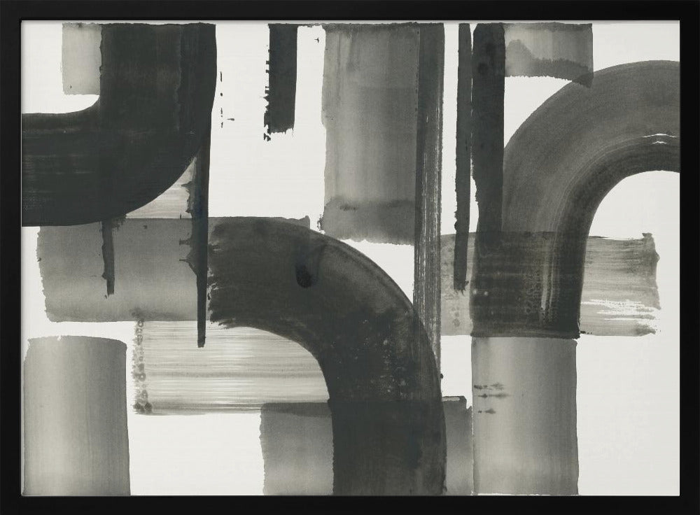Monochroom Abstract Zwarte Vormen 2 | Poster