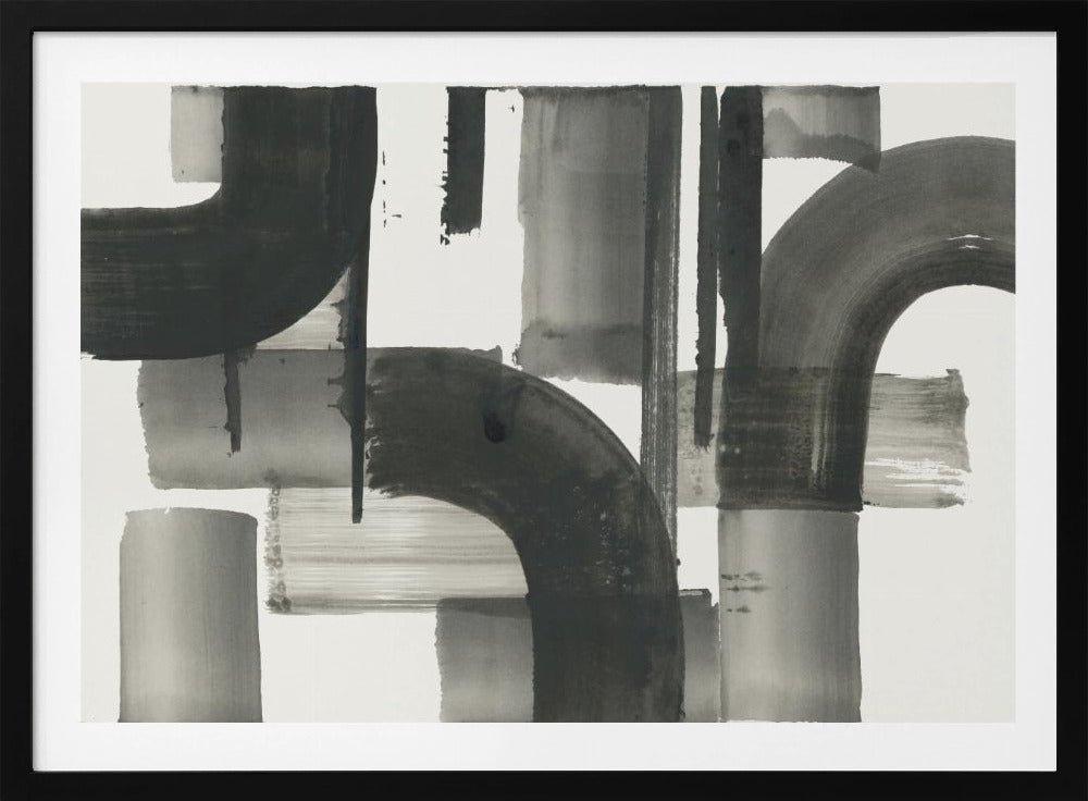 Monochroom Abstract Zwarte Vormen 2 | Poster