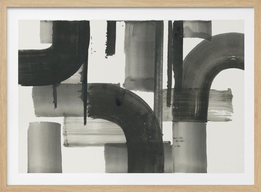 Monochroom Abstract Zwarte Vormen 2 | Poster