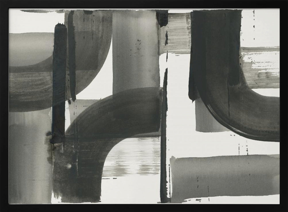 Monochrome abstracte zwarte vormen 3 | Poster