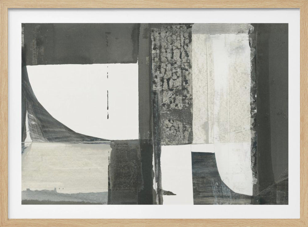 Monochroom Zwart Abstracte Vormen Licht 2 | Poster