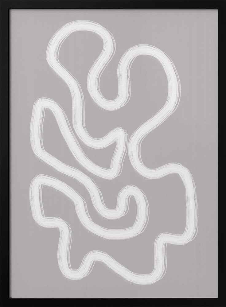 Abstracte kunst met vloeiende witte lijnen | Poster