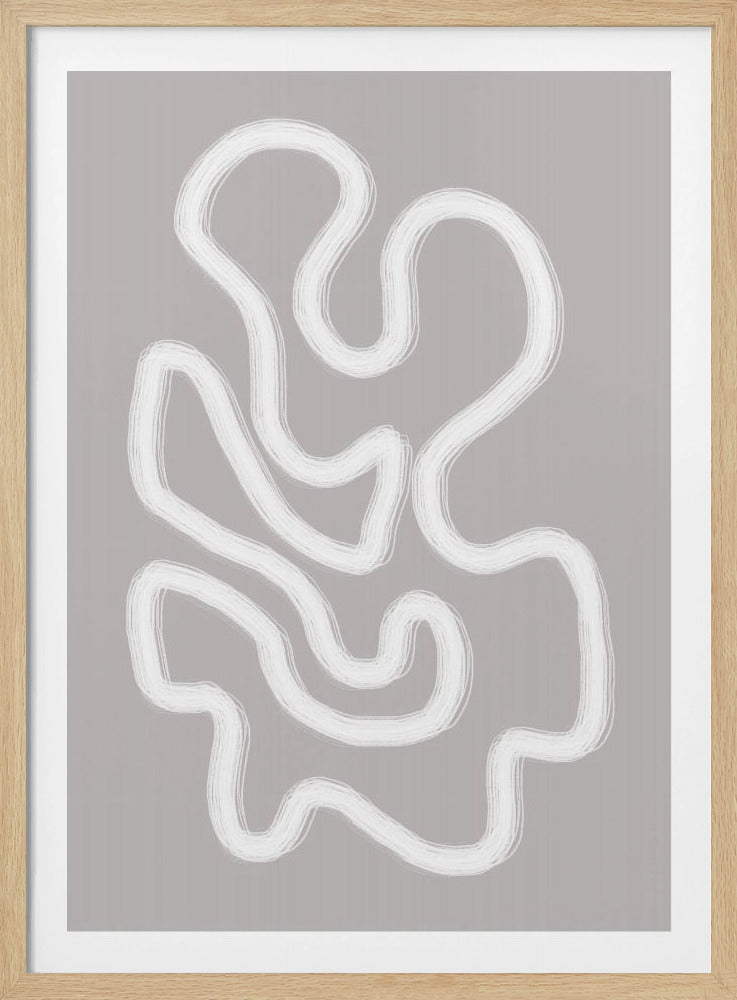 Abstracte kunst met vloeiende witte lijnen | Poster