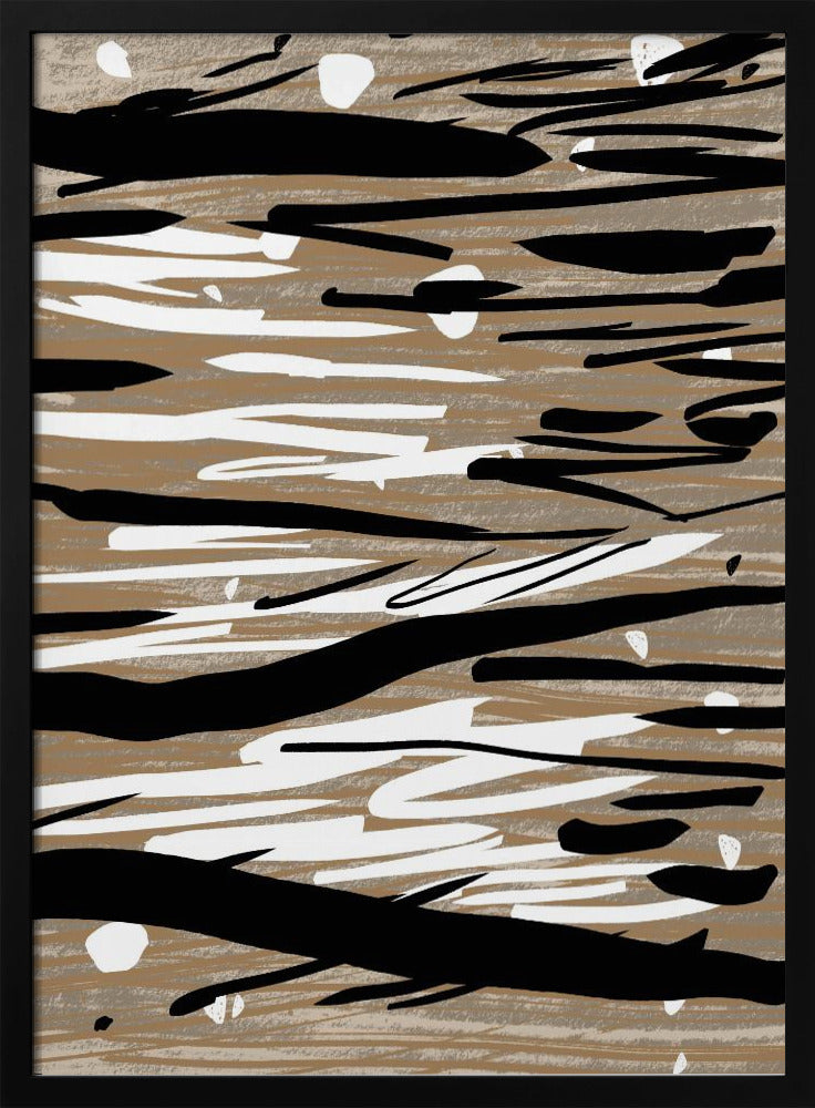 Zwart-witte penseelstreken | Poster