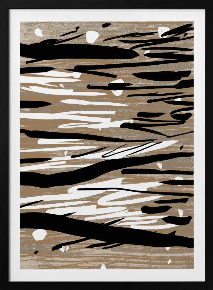 Zwart-witte penseelstreken | Poster
