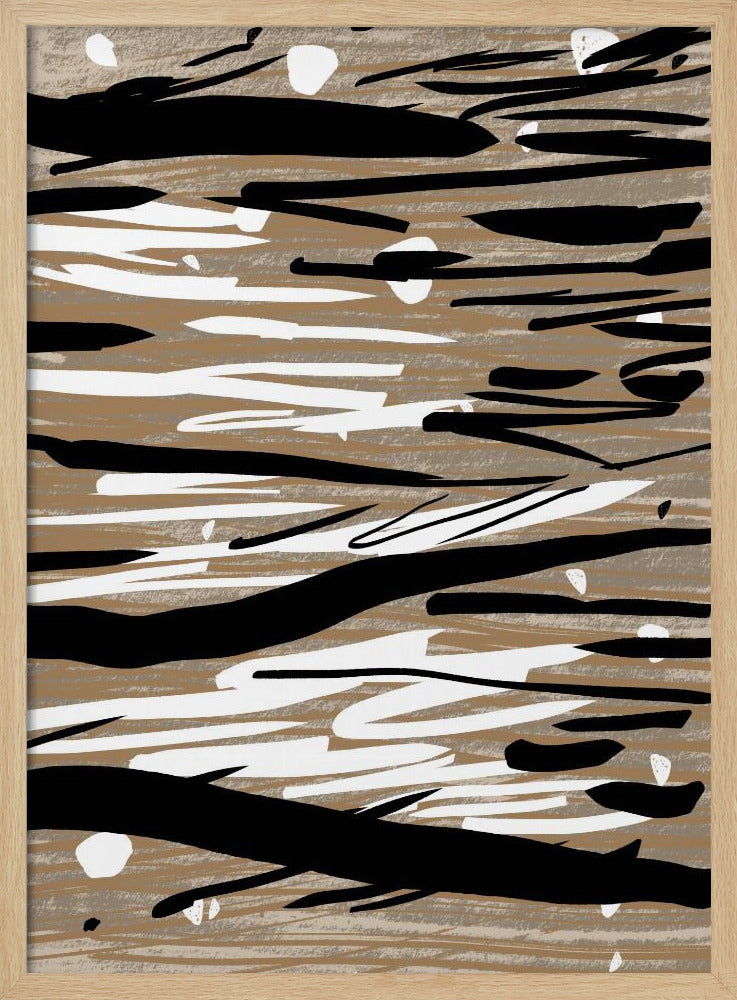 Zwart-witte penseelstreken | Poster