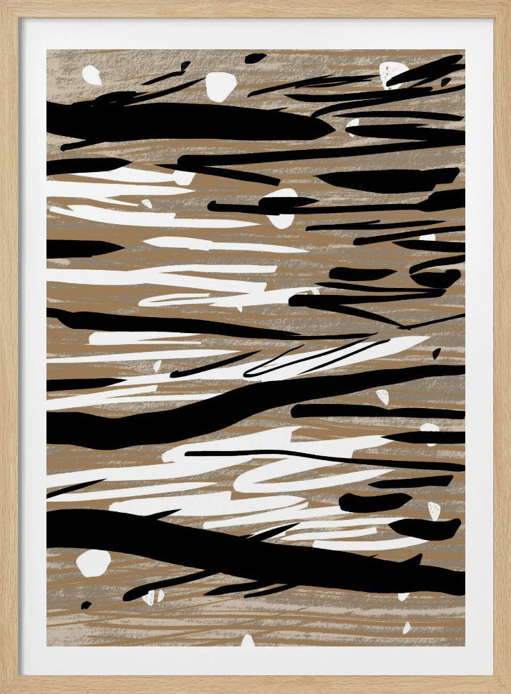 Zwart-witte penseelstreken | Poster