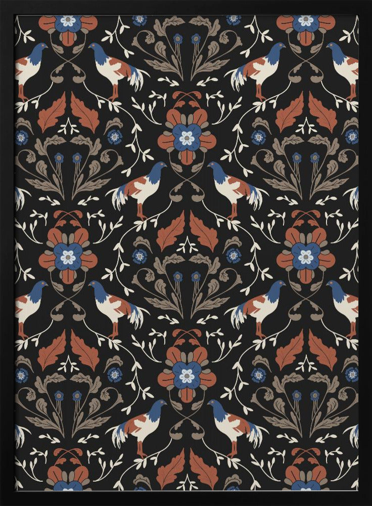 Roosters Beige Patroon | Poster