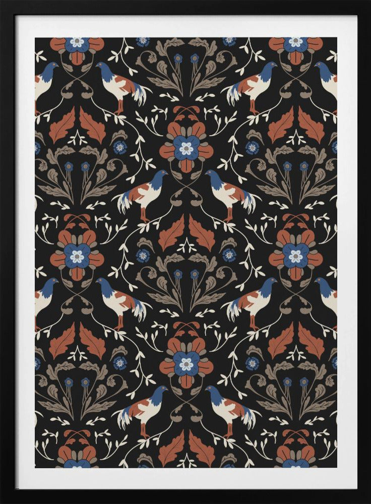 Roosters Beige Patroon | Poster