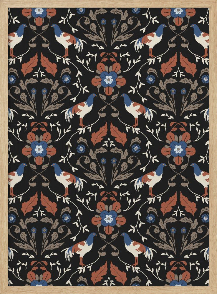 Roosters Beige Patroon | Poster