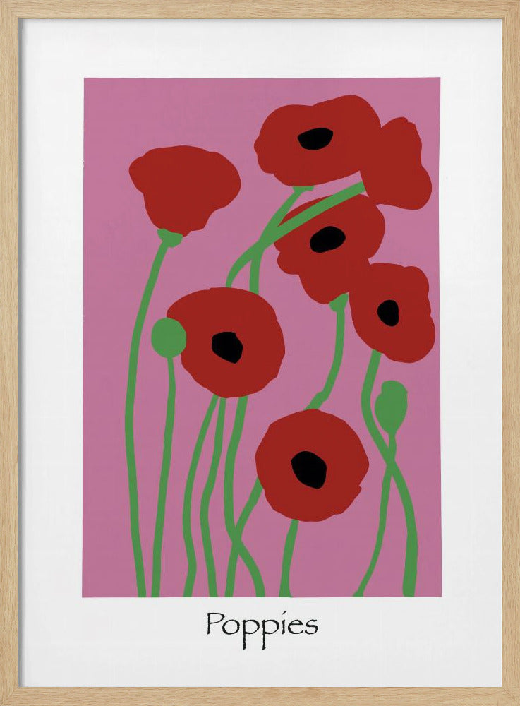 Klaprozen Bloemen roze en rood | Poster