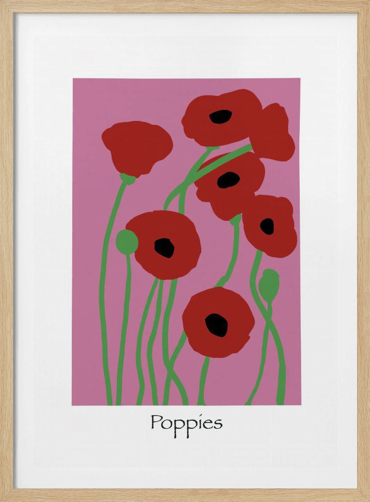 Klaprozen Bloemen roze en rood | Poster