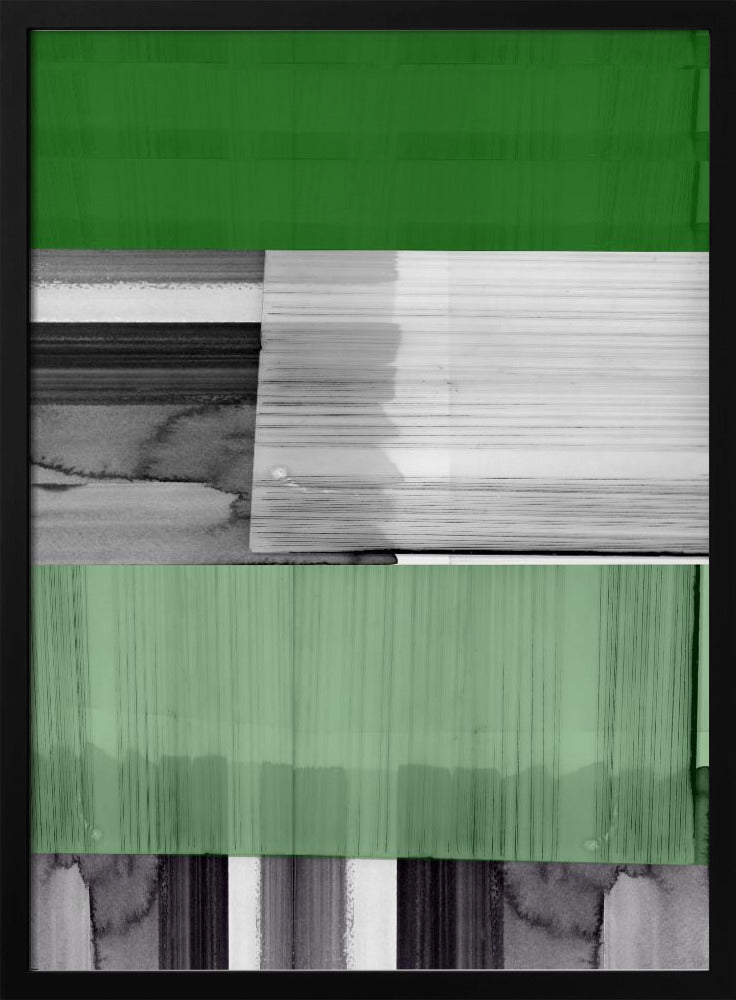 Abstract Zwart Wit Groen Grijs 1 | Poster