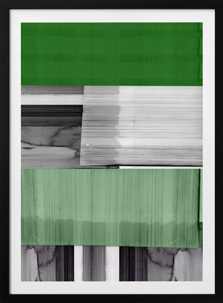 Abstract Zwart Wit Groen Grijs 1 | Poster
