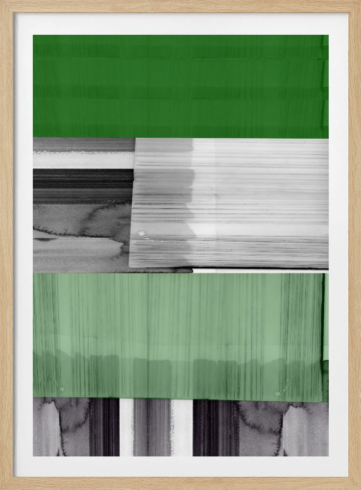 Abstract Zwart Wit Groen Grijs 1 | Poster