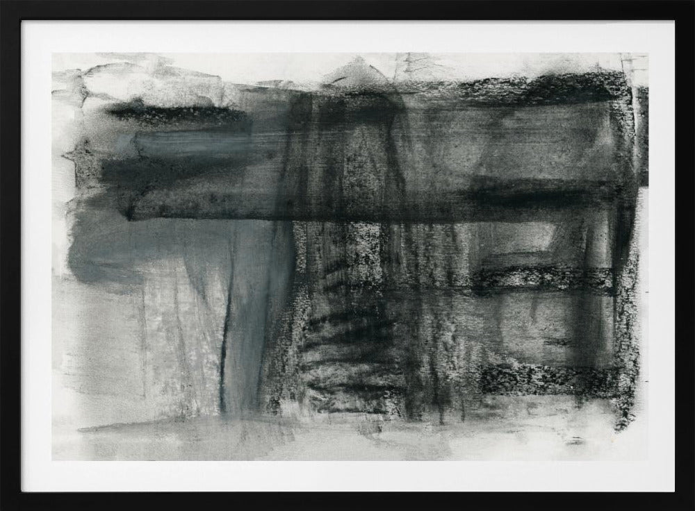 Abstract Houtskool Monochroom 1 | Poster