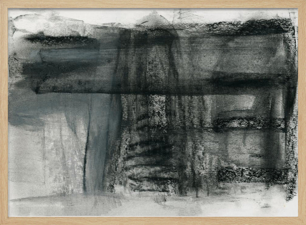 Abstract Houtskool Monochroom 1 | Poster