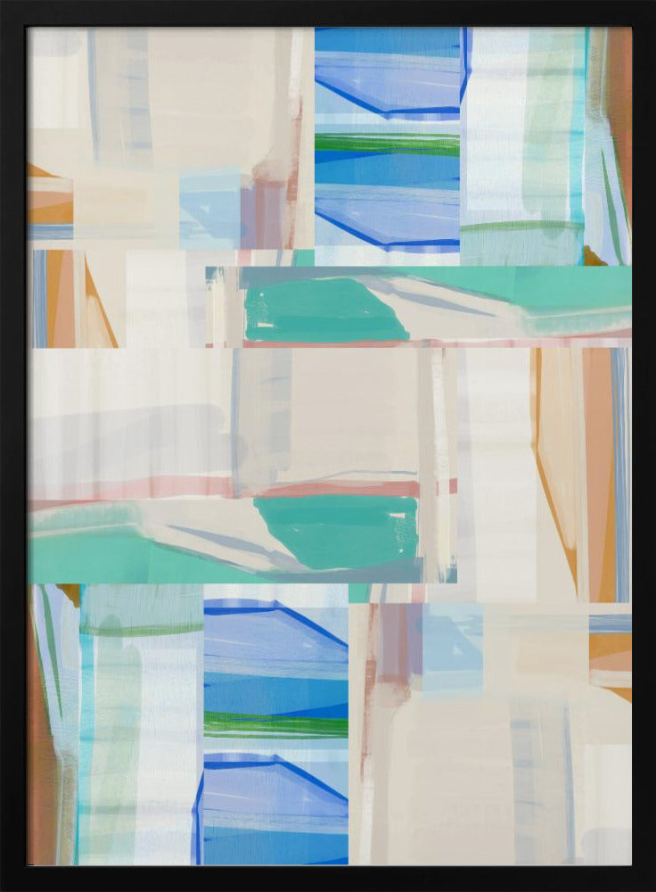 Blue Green Shapes No1 | Poster