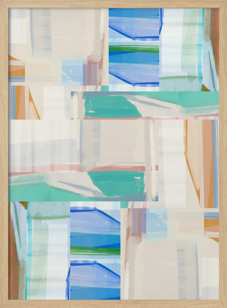 Blue Green Shapes No1 | Poster