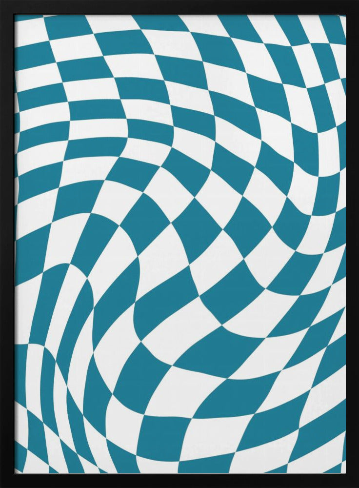 Blauw schaakbord | Poster
