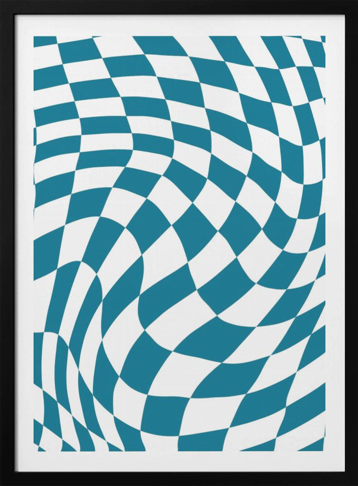 Blauw schaakbord | Poster