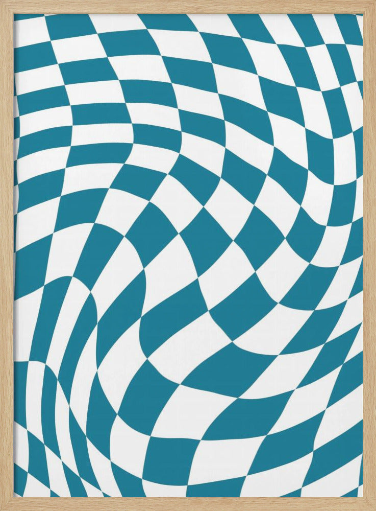 Blauw schaakbord | Poster