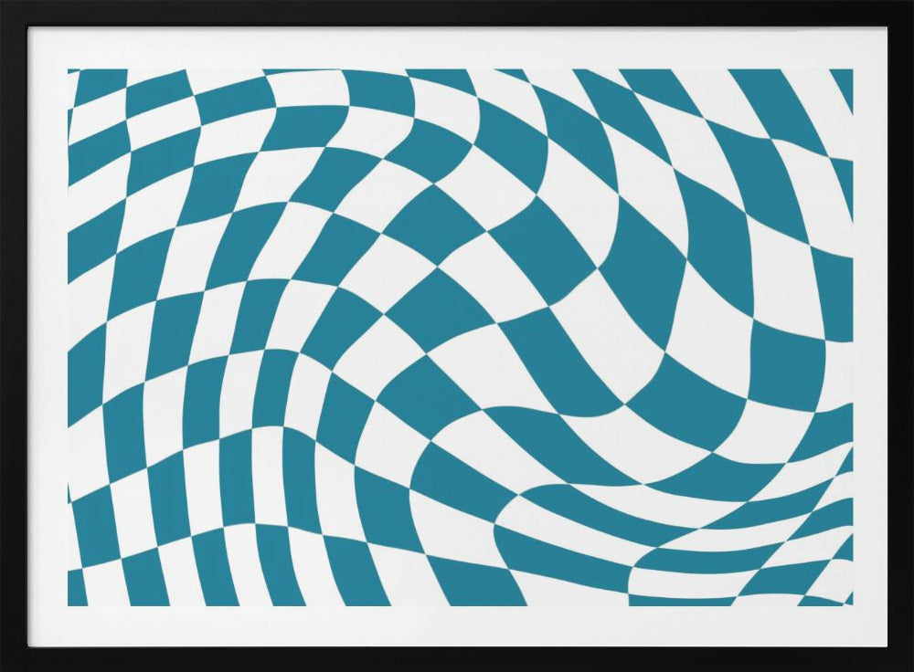 Blauw schaakbord | Poster