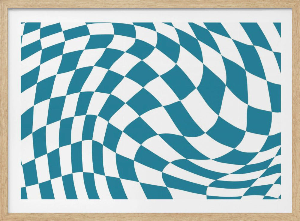 Blauw schaakbord | Poster