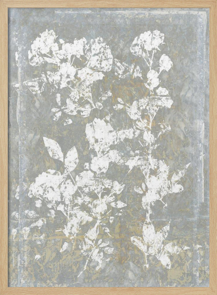 Botanische witte textuur bloemen 1 | Poster
